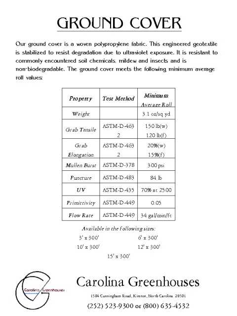 Ground Cover Specs